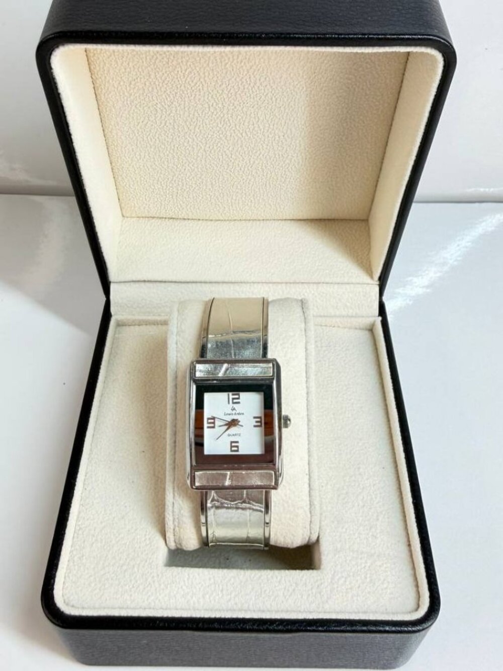 Louis Arden Silver-Tone Cuff Quartz Watch